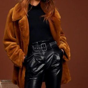 Avante Brown Faux Fur Double Breasted Coat